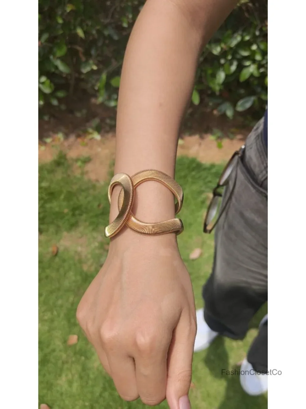 Chunky Cuff Bracelet Wide Gold Bangle Hollow Out Punk Jewelry